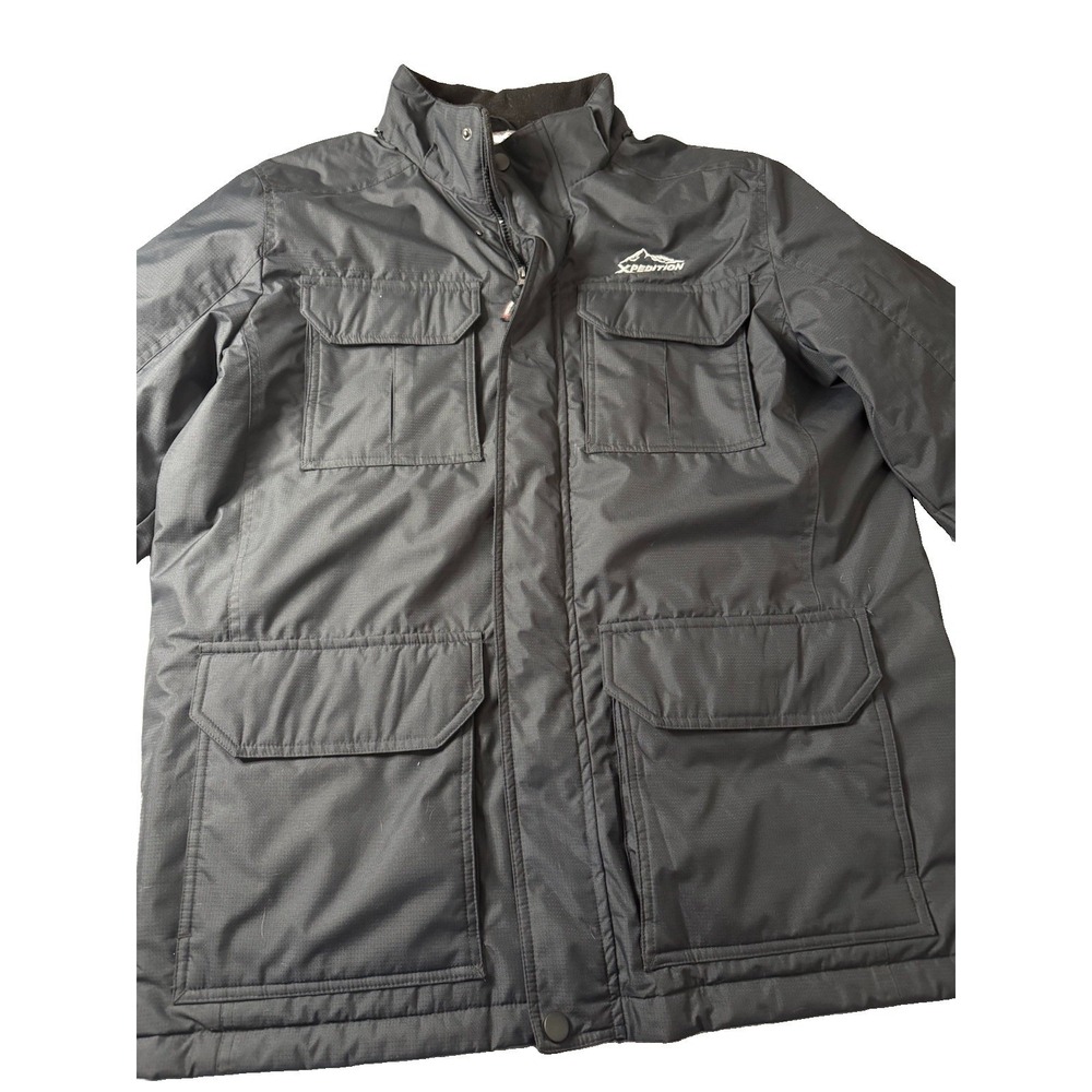 Xpedition Mens Winter Jacket Black Ripstop Quilted Puffer Coat Cargo Pockets XL